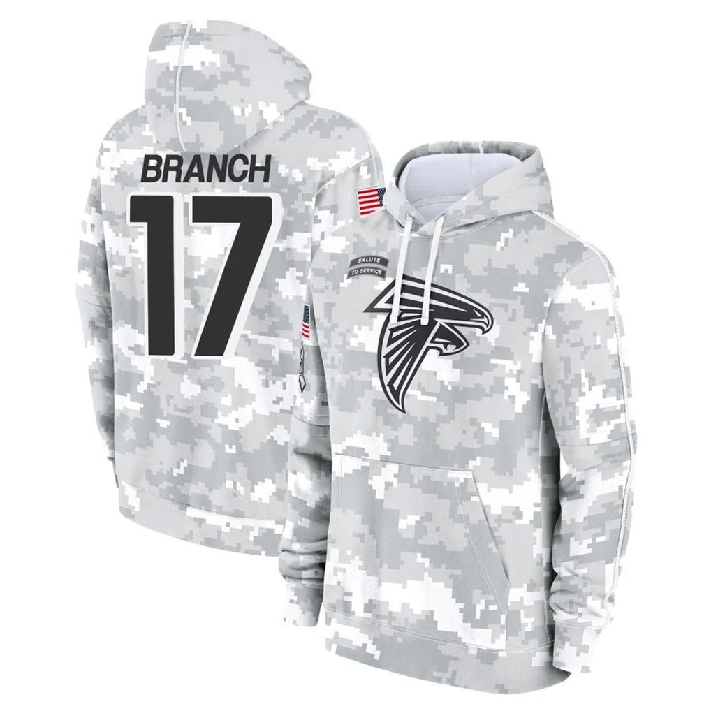 Kooe A.Falcons #17 Zachariah Branch Player Arctic Camo Salute to Service Limited Hoodie Stitched Jerseys