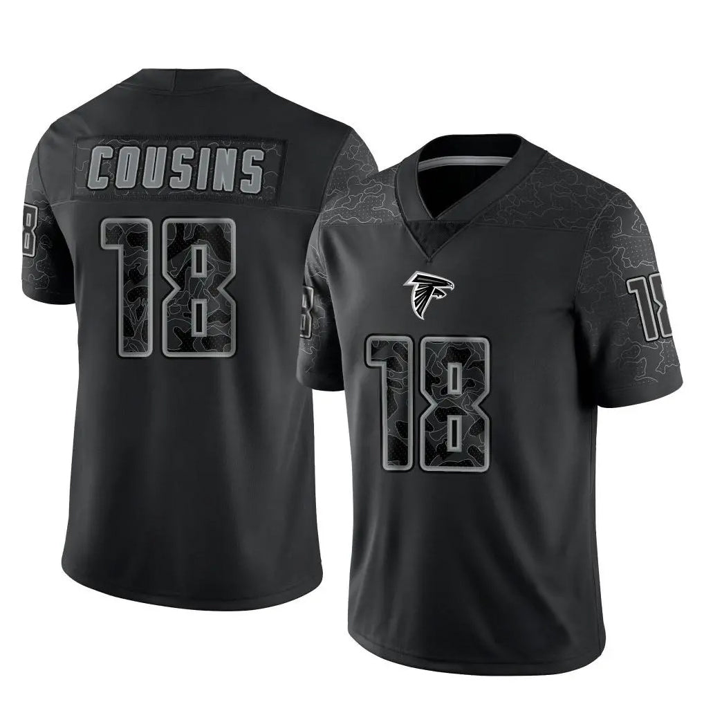 Kooe A.Falcons #18 Kirk Cousins Player Black RFLCTV Limited Stitched Jerseys