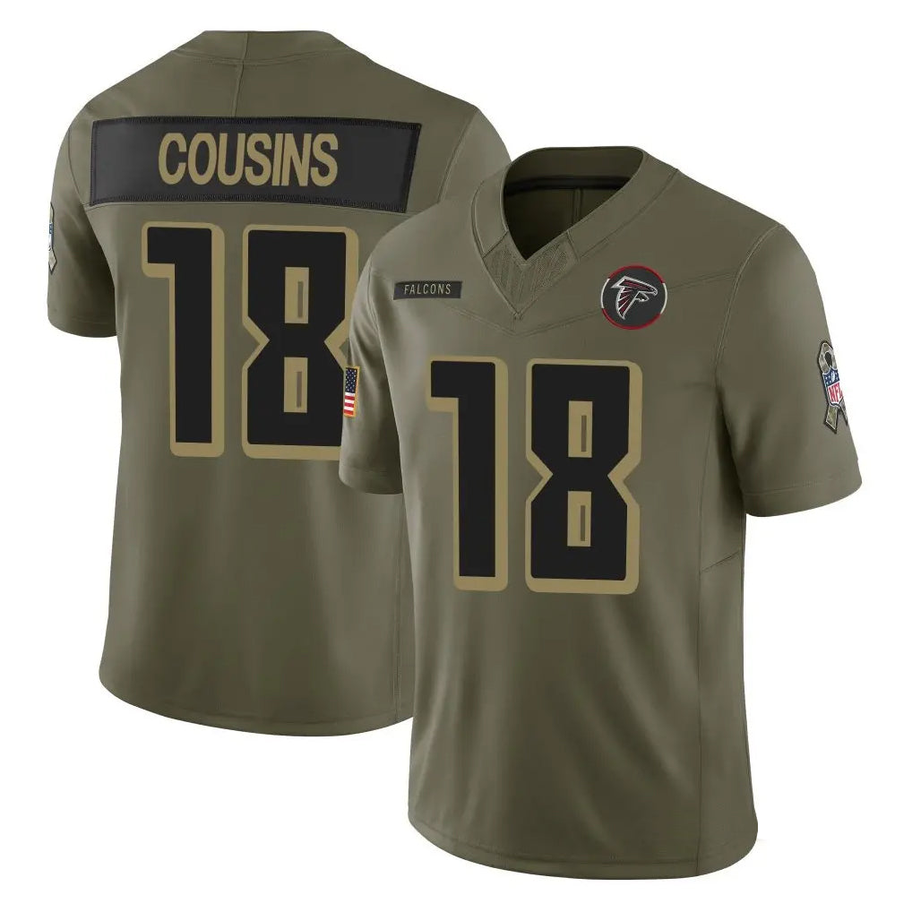 Kooe A.Falcons #18 Kirk Cousins Player Olive Salute To Service Limited Home Game Stitched Jerseys