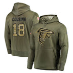Kooe A.Falcons #18 Kirk Cousins Player Olive Salute to Service Club Fleece Hoodie Stitched Jerseys