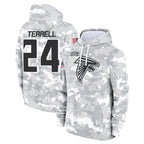 Kooe A.Falcons #24 A.J. Terrell Jr. Player Arctic Camo Salute to Service Limited Hoodie Stitched Jerseys
