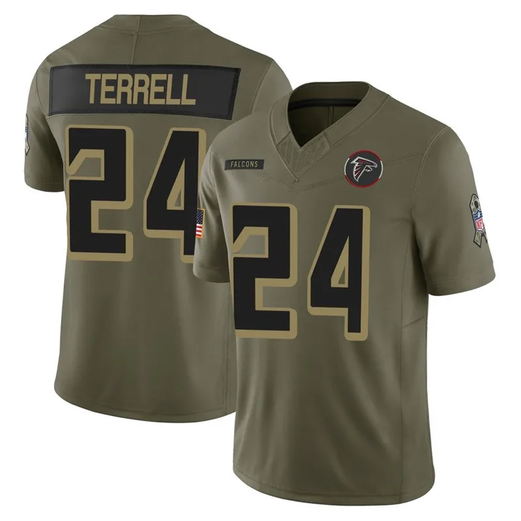 Kooe A.Falcons #24 A.J. Terrell Jr. Player Olive Salute To Service Limited Home Game Stitched Jerseys