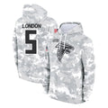 Kooe A.Falcons #5 Drake London Player Camo Arctic Salute to Service Hoodies Limited Stitched Jerseys