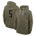 Kooe A.Falcons #5 Drake London Player Olive 2025 Salute to Service Hoodies Stitched Jerseys