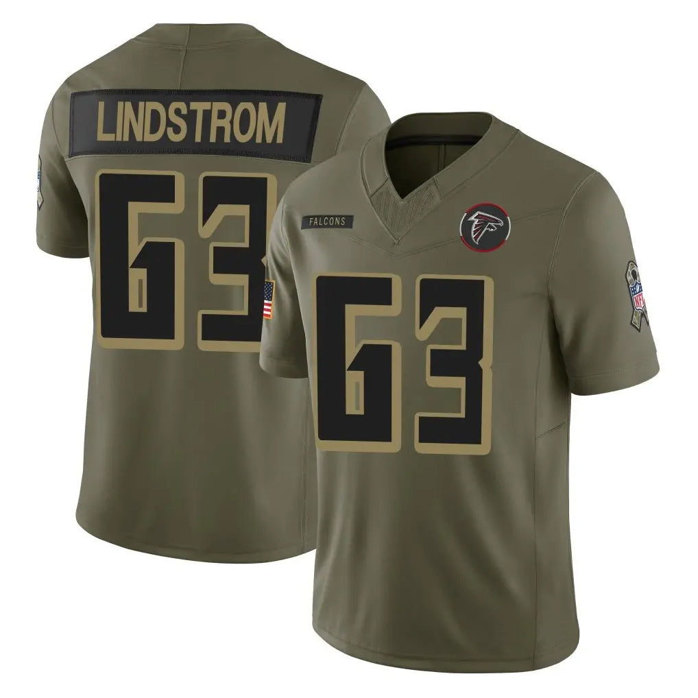 Kooe A.Falcons #63 Chris Lindstrom Player Olive Salute To Service Limited Home Game Stitched Jerseys