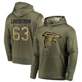 Kooe A.Falcons #63 Chris Lindstrom Player Olive Salute to Service Club Fleece Hoodie Stitched Jerseys