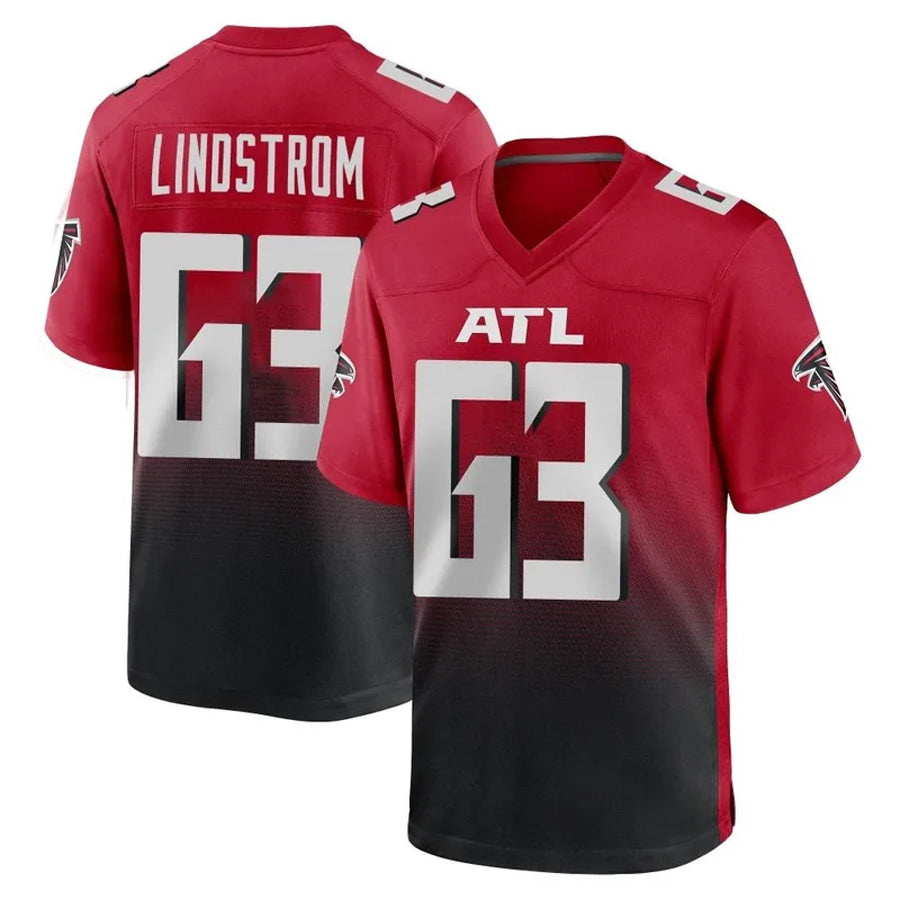 Kooe A.Falcons #63 Chris Lindstrom Player Red Home Game Stitched Jerseys