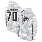 Kooe A.Falcons #70 Jake Matthews Player Arctic Camo Salute to Service Limited Hoodie Stitched Jerseys