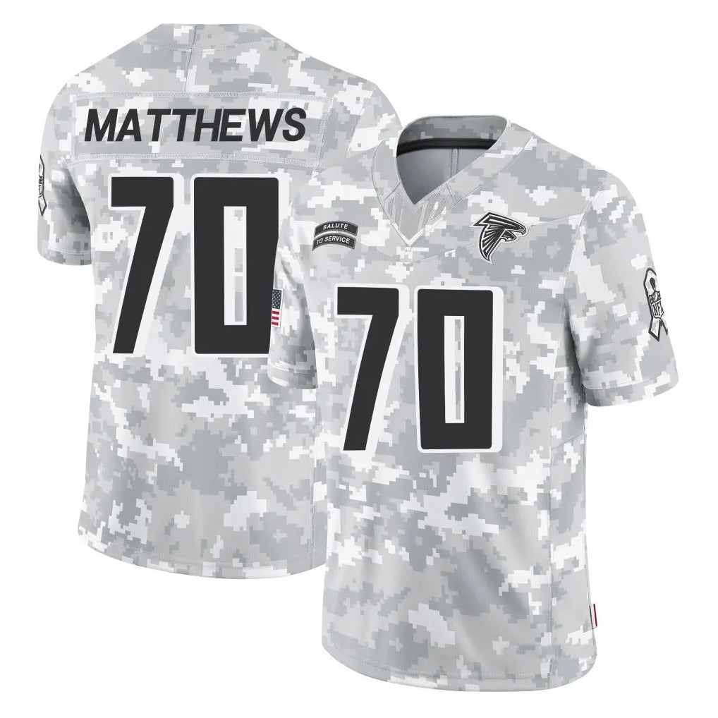 Kooe A.Falcons #70 Jake Matthews Player Arctic Camo Salute to Service Limited Stitched Jerseys