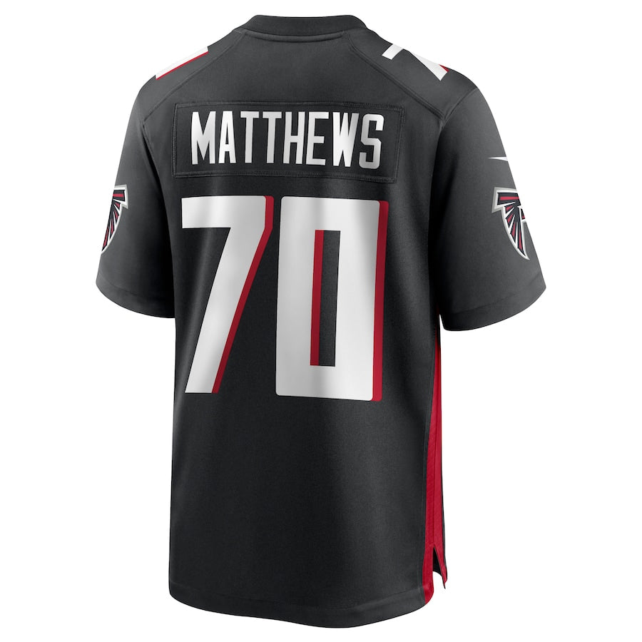 Kooe A.Falcons #70 Jake Matthews Player Black Home Game Stitched Jerseys