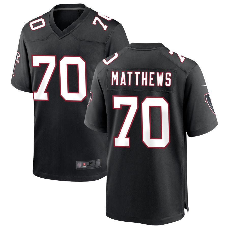 Kooe A.Falcons #70 Jake Matthews Player Black Throwback Game Stitched Jerseys