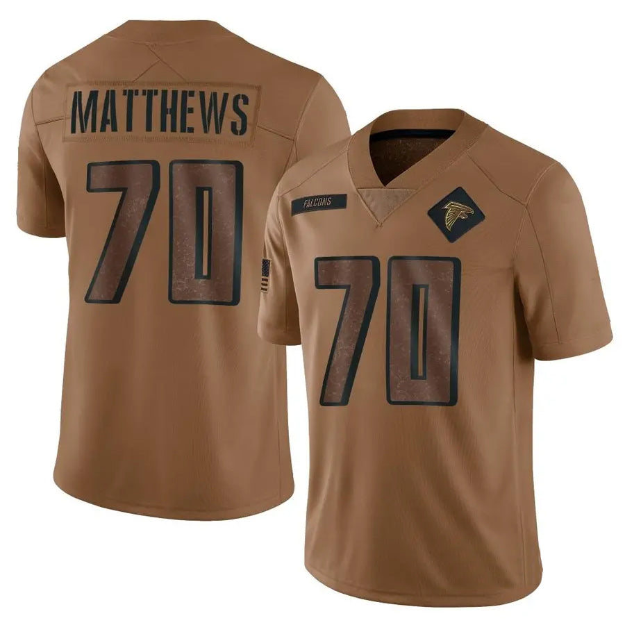 Kooe A.Falcons #70 Jake Matthews Player Brown Salute To Service Limited Stitched Jerseys