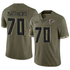 Kooe A.Falcons #70 Jake Matthews Player Olive Salute To Service Limited Stitched Jerseys