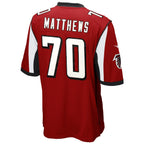 Kooe A.Falcons #70 Jake Matthews Player Red Game Stitched Jerseys