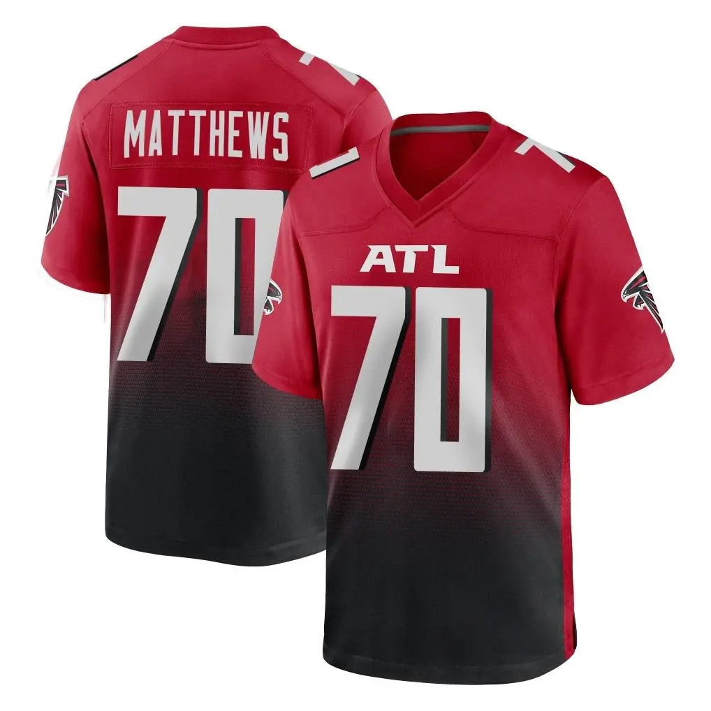 Kooe A.Falcons #70 Jake Matthews Player Red Home Game Stitched Jerseys