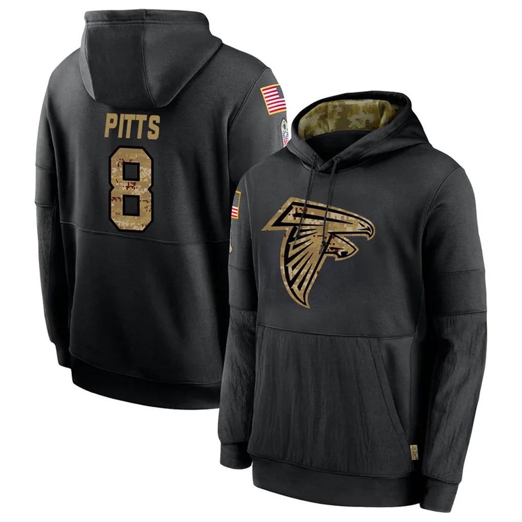 Kooe A.Falcons #8 Kyle Pitts Player Salute to Service Limited Black Hoodie Stitched Jerseys
