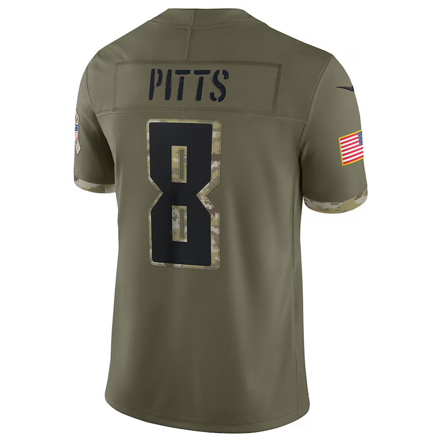 Kooe A.Falcons #8 Kyle Pitts Sr. Player Olive Salute To Service Limited Stitched Jerseys