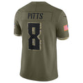 Kooe A.Falcons #8 Kyle Pitts Sr. Player Olive Salute To Service Limited Stitched Jerseys