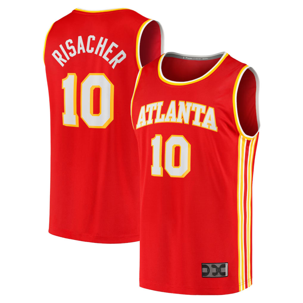 Kooe A.Hawks #10 Zaccharie Risacher Red 2024 Draft Fast Break Player Jerseys - Icon Edition