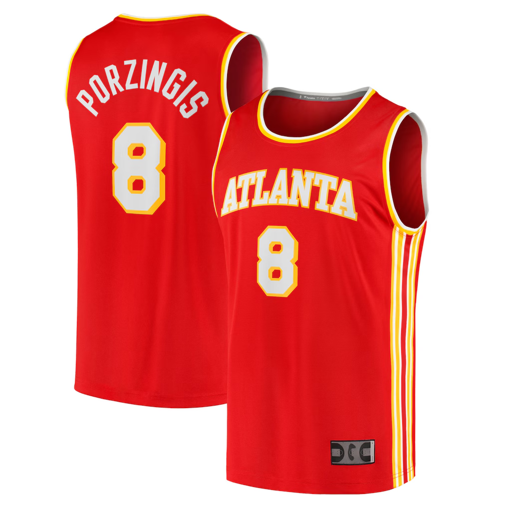 Kooe A.Hawks #8 Kristaps Porzi??is Red Fast Break Replica Jerseys - Icon Edition