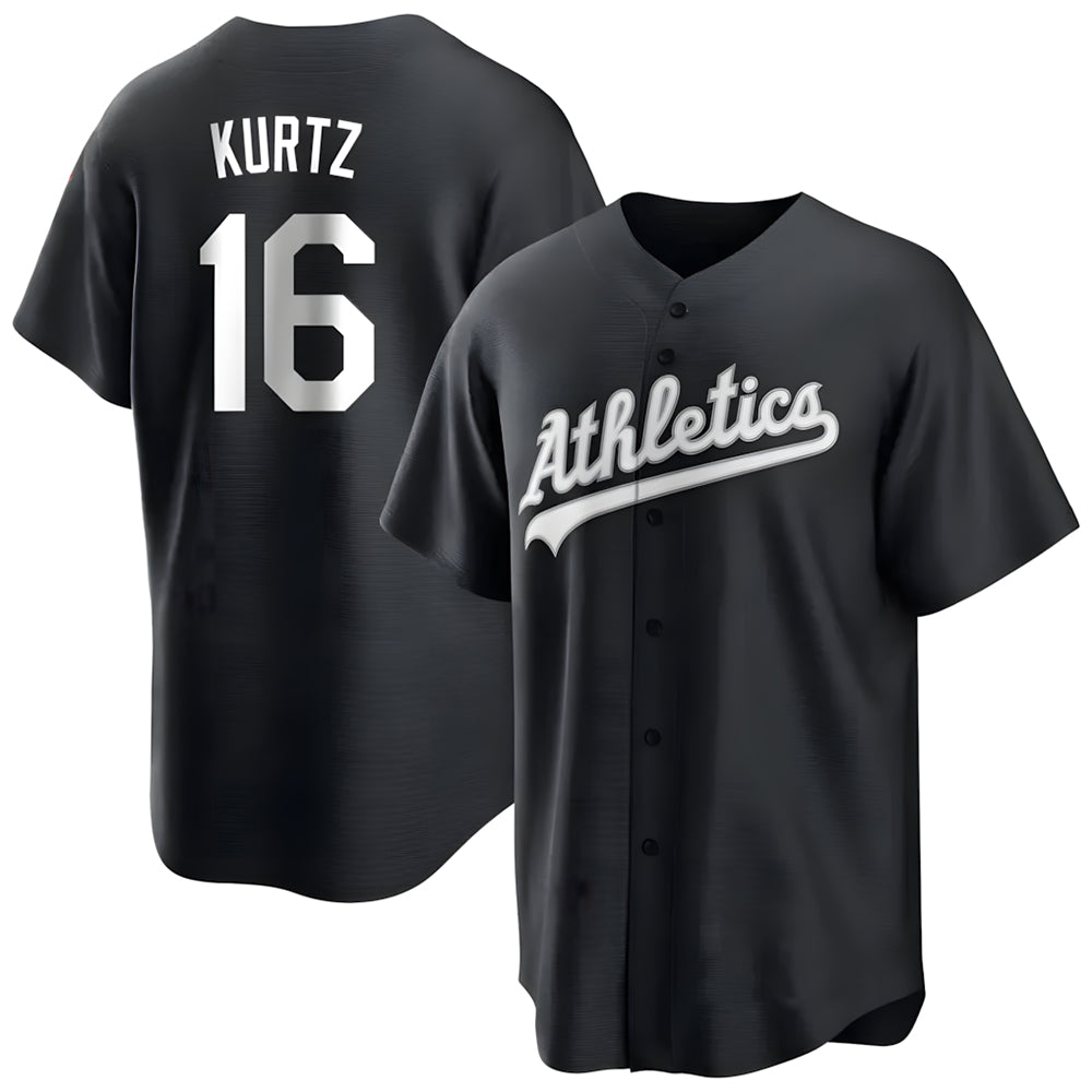 Kooe Athletics #16 Nick Kurtz Player Black Game Stitched Jerseys