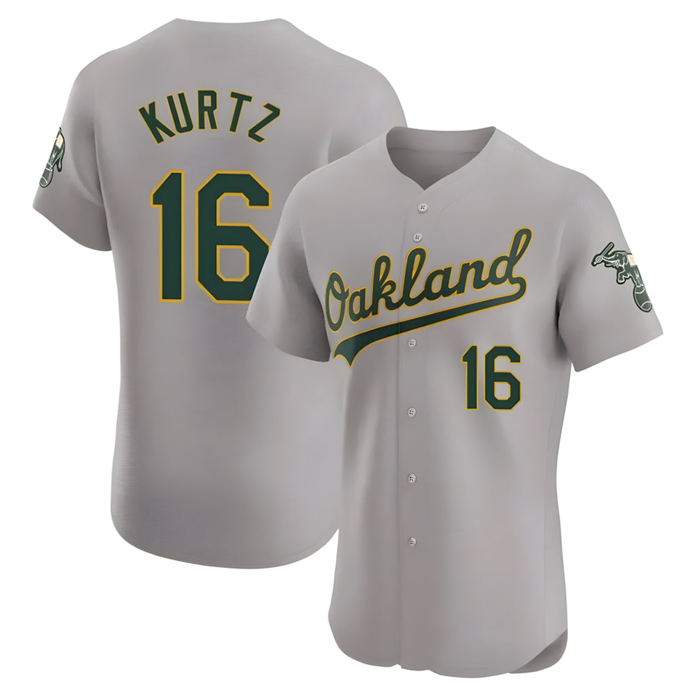 Kooe Athletics #16 Nick Kurtz Player Gray Elite Road Stitched Jerseys