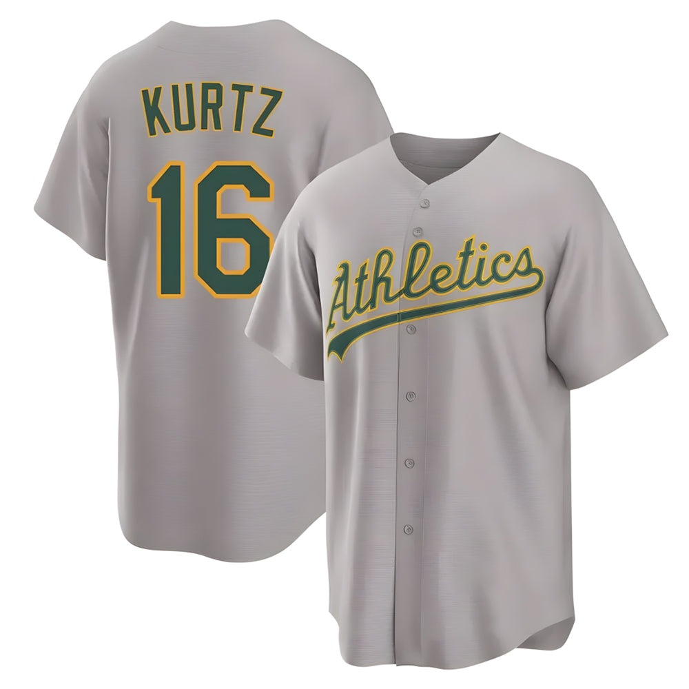 Kooe Athletics #16 Nick Kurtz Player Gray Home Game Stitched Jerseys