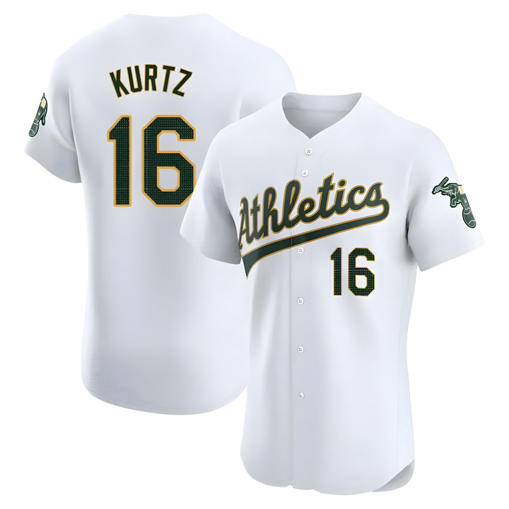 Kooe Athletics #16 Nick Kurtz Player White Elite Road Stitched Jerseys