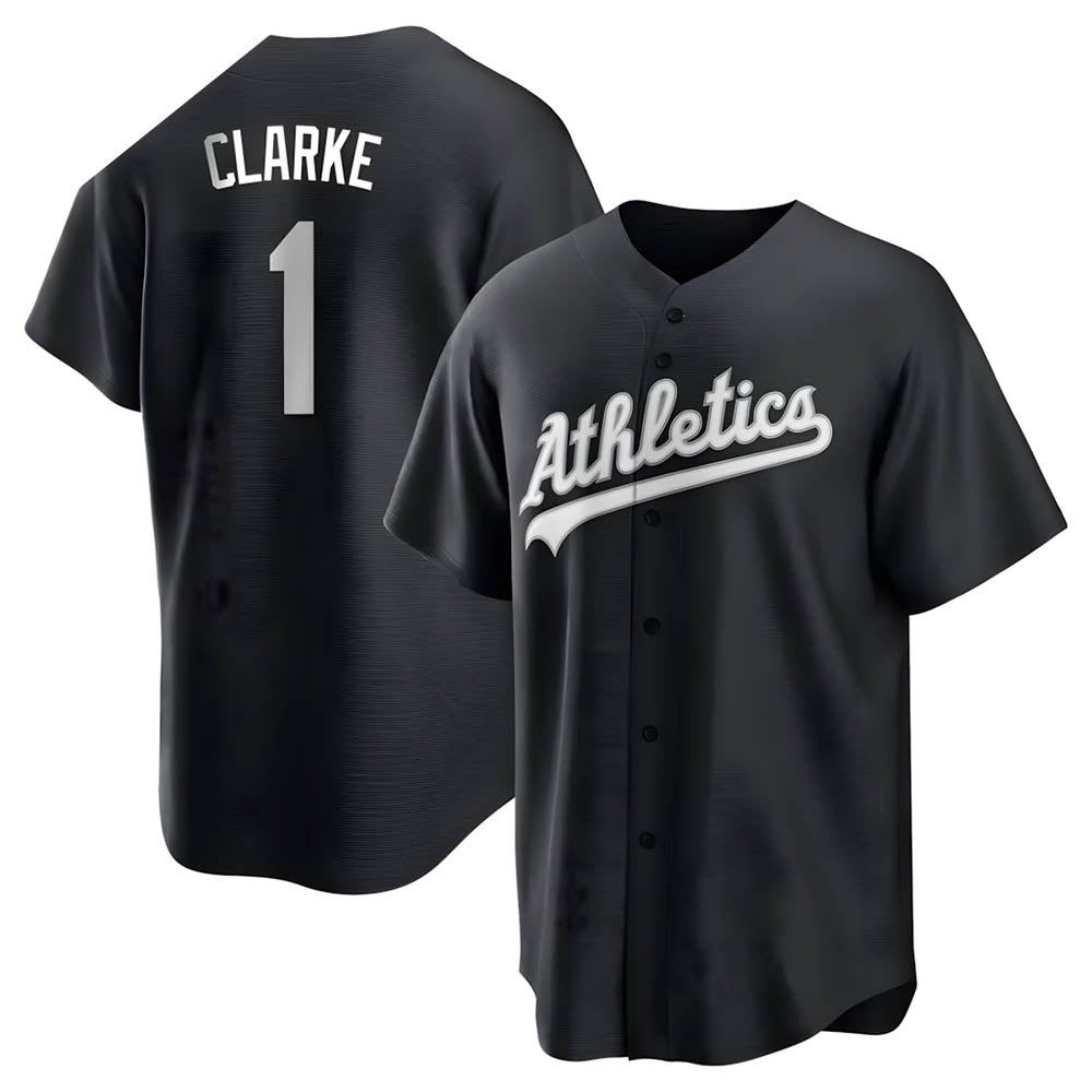 Kooe Athletics #1 Denzel Clarke player Black&White Replica Stitched Jersey