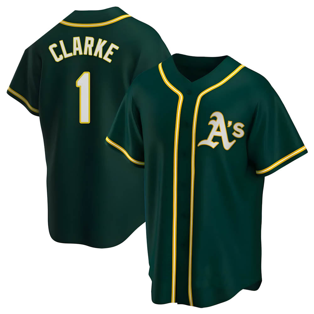 Kooe Athletics #1 Denzel Clarke player Green Replica Alternate Stitched Jersey