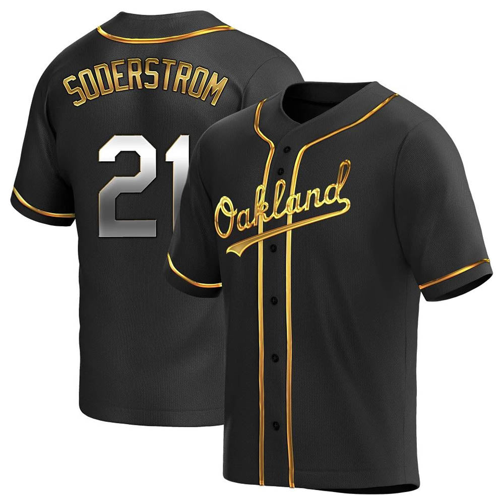 Kooe Athletics #21 Tyler Soderstrom Player Black Golden Replica Alternate Stitched Jersey