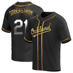 Kooe Athletics #21 Tyler Soderstrom Player Black Golden Replica Alternate Stitched Jersey