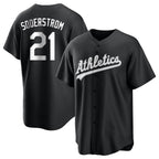 Kooe Athletics #21 Tyler Soderstrom Player Black&White Replica Stitched Jersey