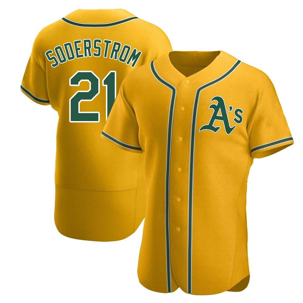 Kooe Athletics #21 Tyler Soderstrom Player Gold Authentic Alternate Stitched Jersey