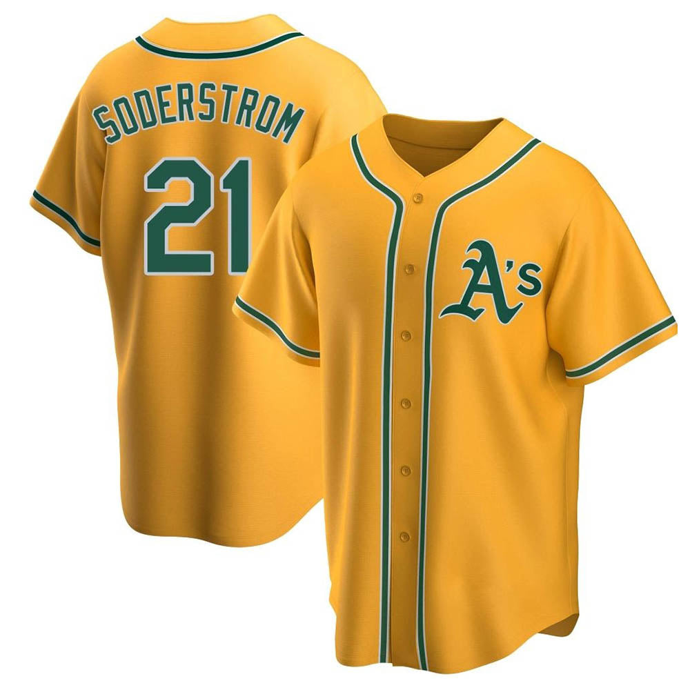 Kooe Athletics #21 Tyler Soderstrom Player Gold Replica Alternate Stitched Jersey