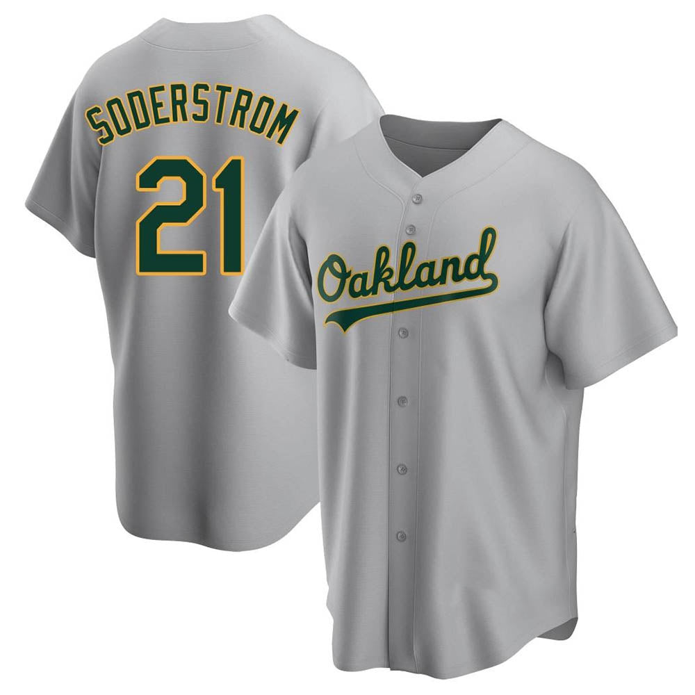 Kooe Athletics #21 Tyler Soderstrom Player Gray Replica Road Stitched Jersey