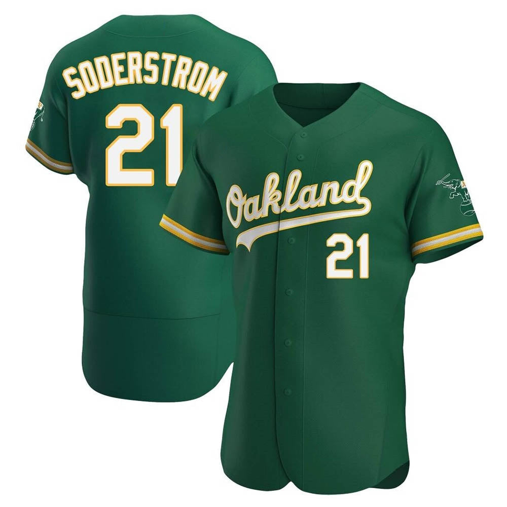 Kooe Athletics #21 Tyler Soderstrom Player Green Authentic Kelly Alternate Stitched Jersey