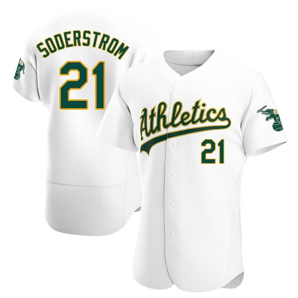 Kooe Athletics #21 Tyler Soderstrom Player White Authentic Home Stitched Jersey
