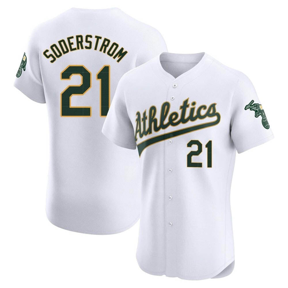 Kooe Athletics #21 Tyler Soderstrom Player White Elite Home Stitched Jersey