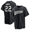 Kooe Athletics #22 Jeff McNeil player Black&White Replica Stitched Jersey