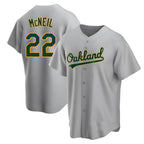 Kooe Athletics #22 Jeff McNeil player Gray Replica Road Stitched Jersey