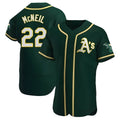 Kooe Athletics #22 Jeff McNeil player Green Authentic Alternate Stitched Jersey