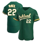 Kooe Athletics #22 Jeff McNeil player Green Authentic Kelly Alternate Stitched Jersey