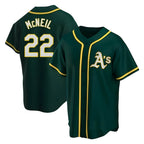 Kooe Athletics #22 Jeff McNeil player Green Replica Alternate Stitched Jersey