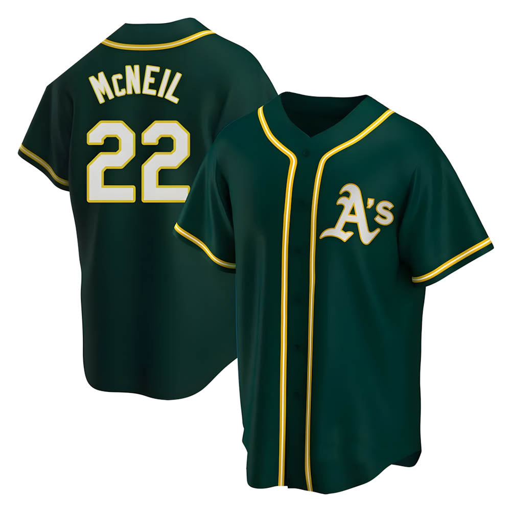 Kooe Athletics #22 Jeff McNeil player Green Replica Alternate Stitched Jersey