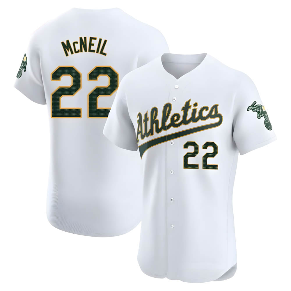 Kooe Athletics #22 Jeff McNeil player White Elite Home Stitched Jersey