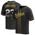 Kooe Athletics #23 Shea Langeliers Player Black Golden Replica Alternate Stitched Jerseys