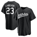 Kooe Athletics #23 Shea Langeliers Player Black&White Replica Stitched Jerseys