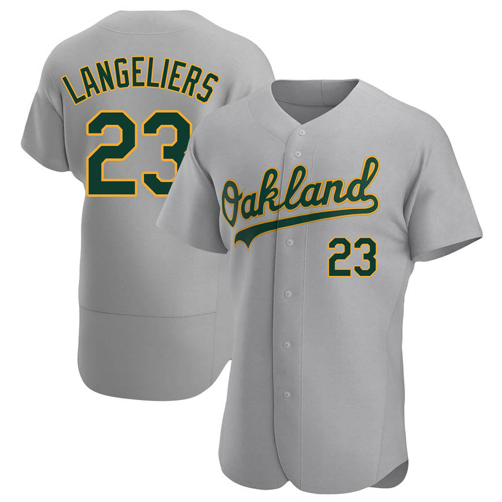 Kooe Athletics #23 Shea Langeliers Player Gray Authentic Road Stitched Jersey