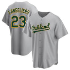 Kooe Athletics #23 Shea Langeliers Player Gray Replica Road Stitched Jerseys